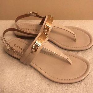 Coach, cream/gold sandals